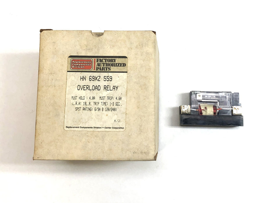 Carrier / Heinemann 120/240V Overload Relay HN69XZ559 (PJ1-Z1-34) NOS