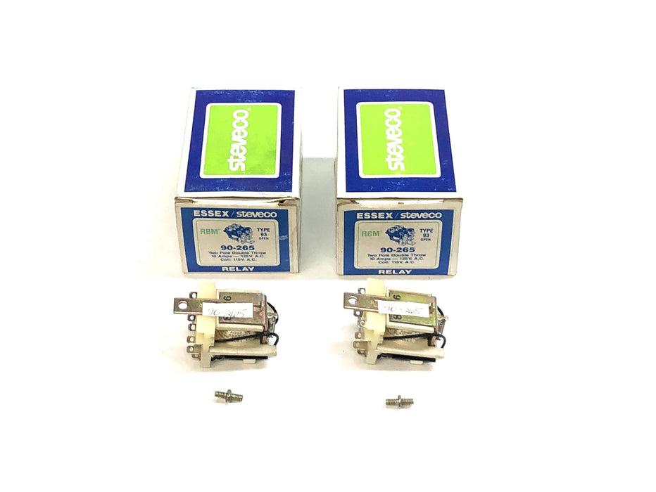 Essex / Steveco Type 93 10 Amp Two Pole Double Throw Relay 90-265 [Lot of 2] NOS