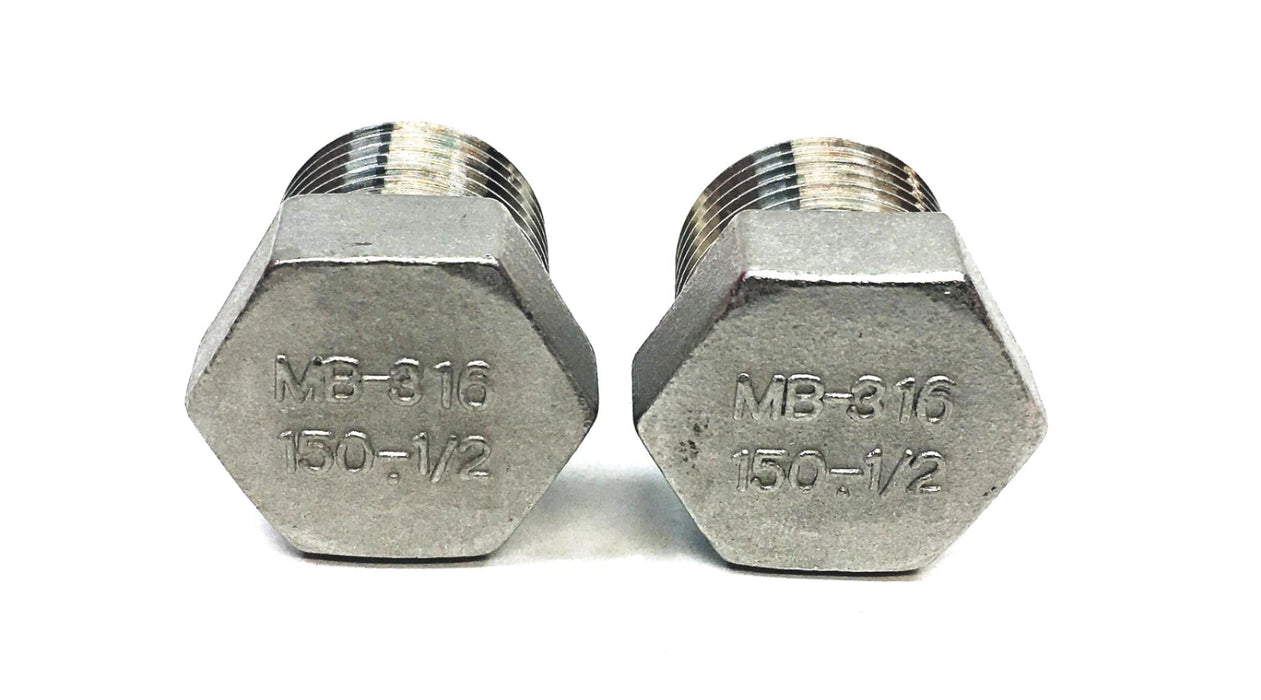 Unbranded 1/2 Inch 150 Hex Cap Reducing Bushing MB316 [Lot of 2] NOS