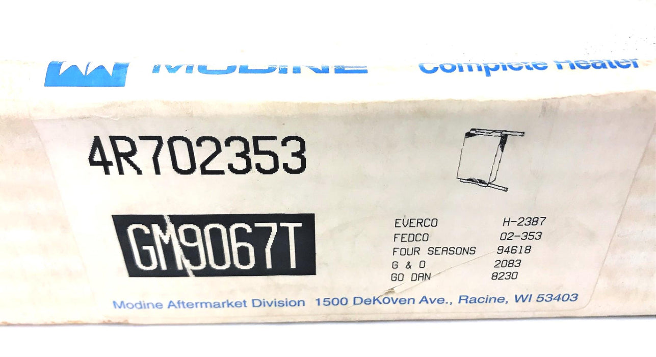 MODINE COMPLETE HEATER CORE 4R702353(GM9067T) NOS
