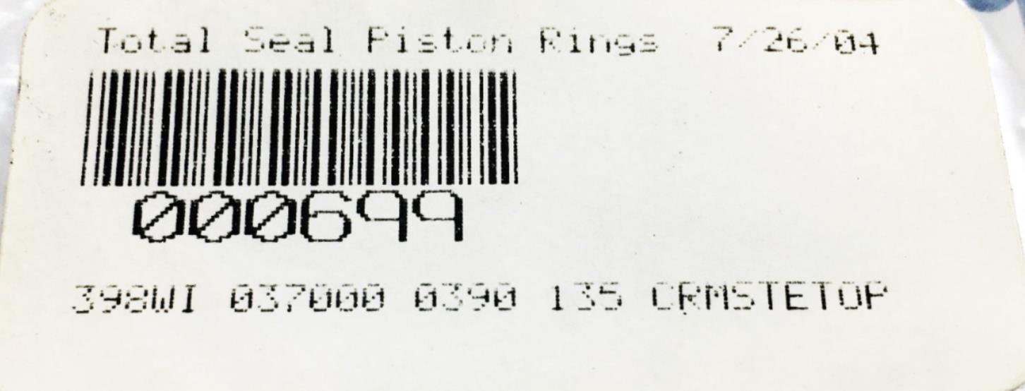 Total Seal 4 Piece Set 398WI 037000 0390 135 CRMSTETOP Piston Ring 000699 NOS