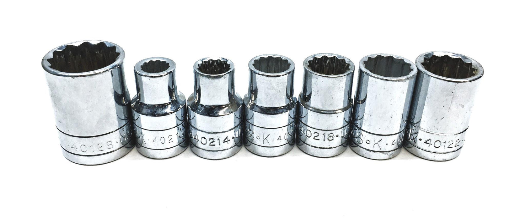 SK 7 Piece 1/2IN Drive Socket Set 40128 40212 40214 40216 40218 4012 40122 NOS