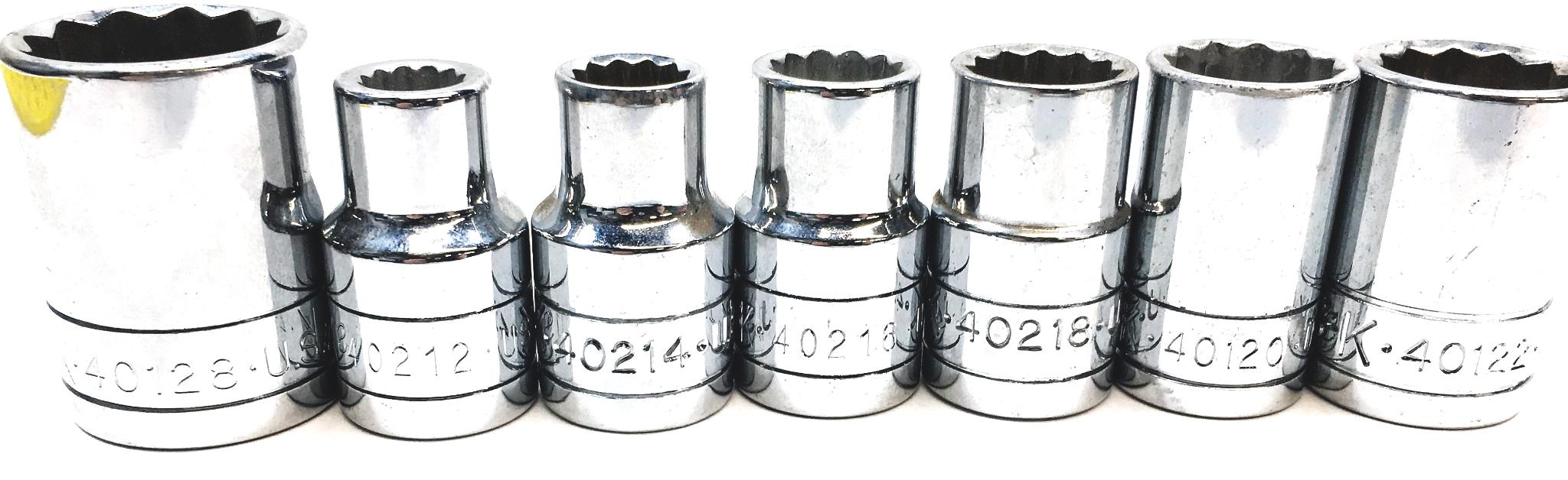 SK 7 Piece 1/2IN Drive Socket Set 40128 40212 40214 40216 40218 4012 40122 NOS
