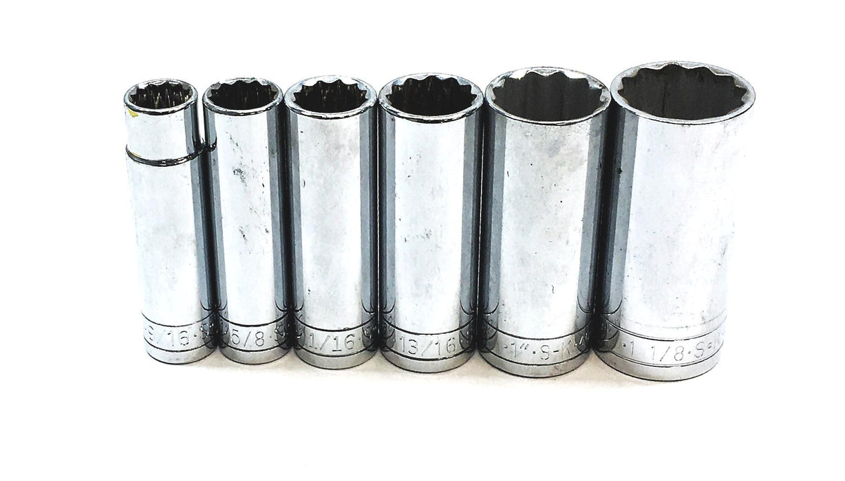 SK 6 Piece 1/2 IN Drive Socket Set 40818 40820 40822 40826 40832 40836 NOS