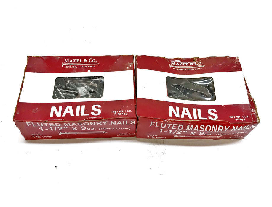 Mazel & Co./Grainger 1-1/2" x 9 Ga. Fluted Masonry Nail 4NFA4 [Lot of 2] NOS