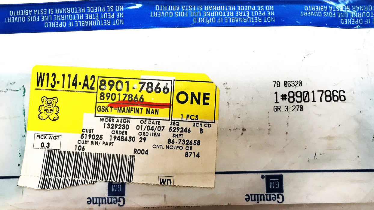 ACDelco GM Manifold Gasket Set 89017866 NOS