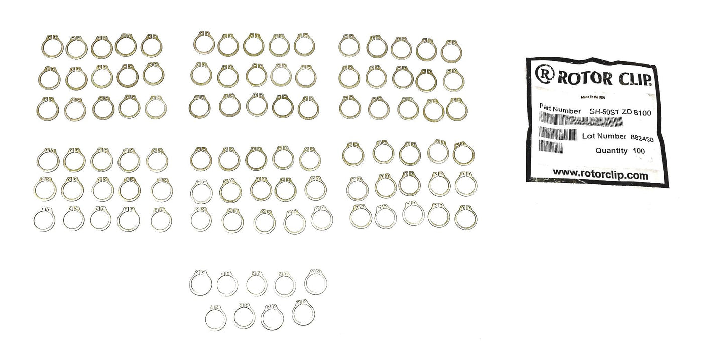 Rotor Clip External Retaining Ring SH-50ST-ZD [Lot of 99] NOS