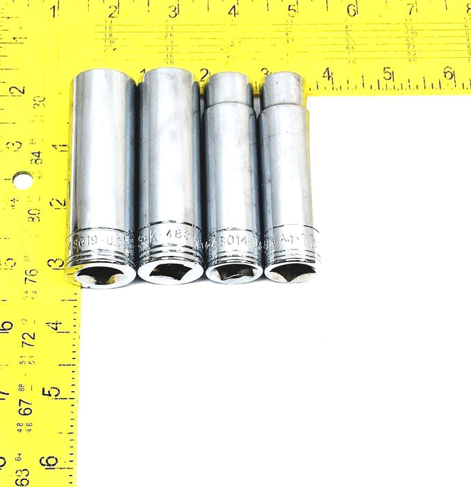 SK 4 Piece 1/2 Inch Drive Socket Set 48013, 48014, 48018, 4819 NOS