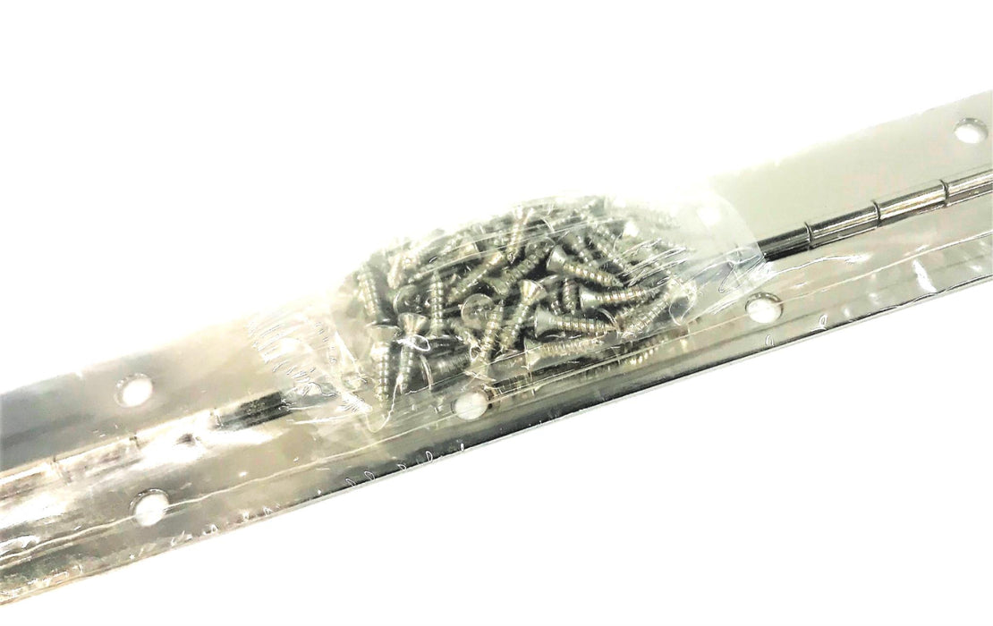 NATIONAL HARDWARE 1-1/2"x48" NICKEL FINISH HINGE WITH SCREWS N148-320(V570) NOS