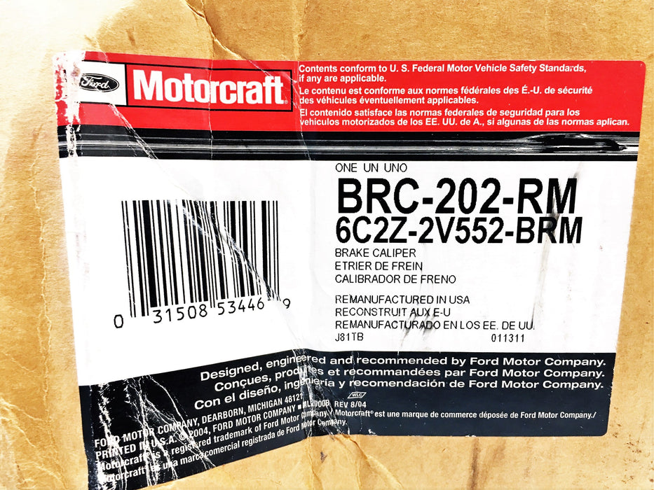 Motorcraft Ford Brake Caliper BRC-202-RM (6C2Z-2V552-BRM) NOS