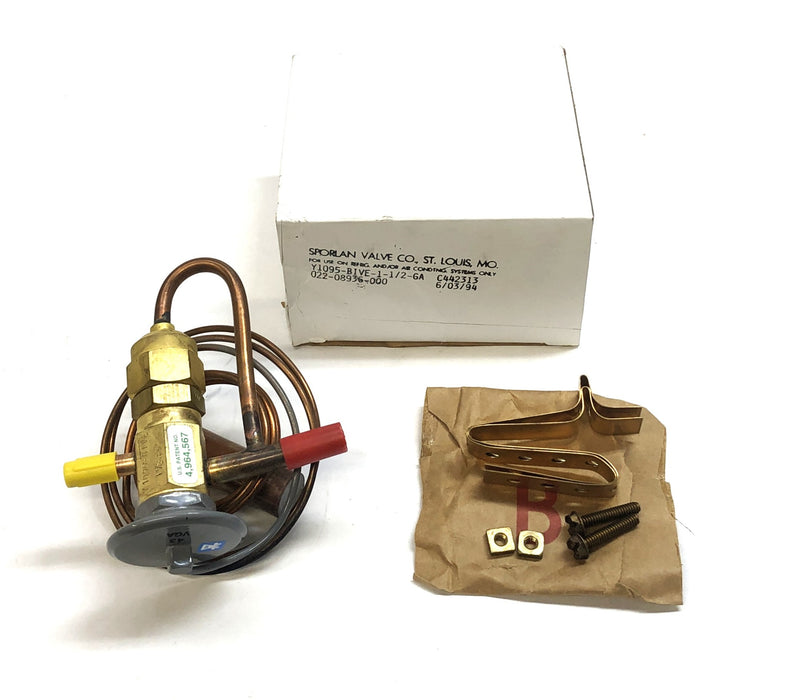 Sporlan Y1095-BIVE-1-1/2-GA Thermal Expansion Valve With Hardware 1TV0605A NOS