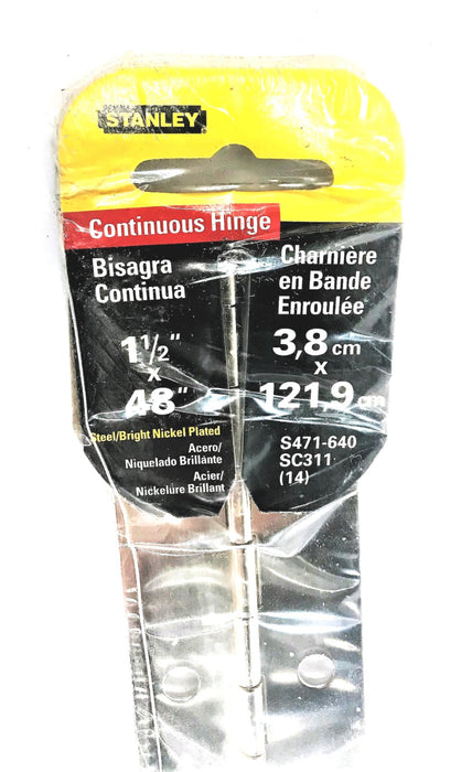 STANLEY 1-1/2"x48" NICKEL PLATED CONTINUOUS HINGE S471-640(SC311) NOS