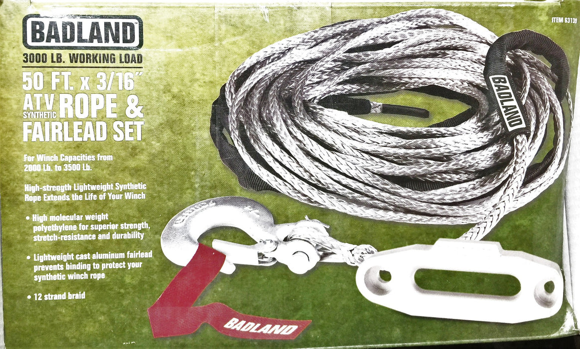 Badland 50ft. x 3/16" ATV Rope and Fairlead Set 63139 NOS