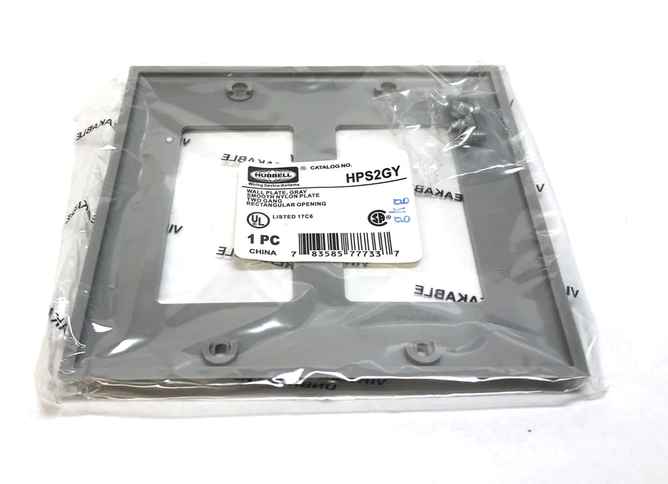 Hubbell 2Gang Smooth Nylon Rectangular Opening Gray Wall Plate 12pcs HPS2GY NOS