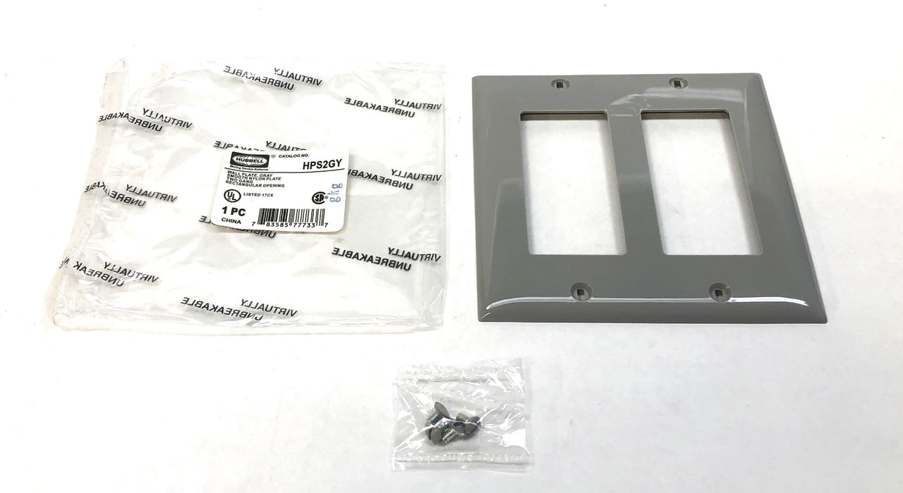 Hubbell 2Gang Smooth Nylon Rectangular Opening Gray Wall Plate 12pcs HPS2GY NOS