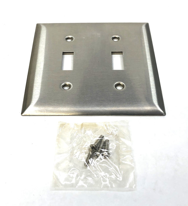 Hubbell Two Gang Two Switch Type 302/304 Stainless Steel Wall Plate 10ct SS2 NOS