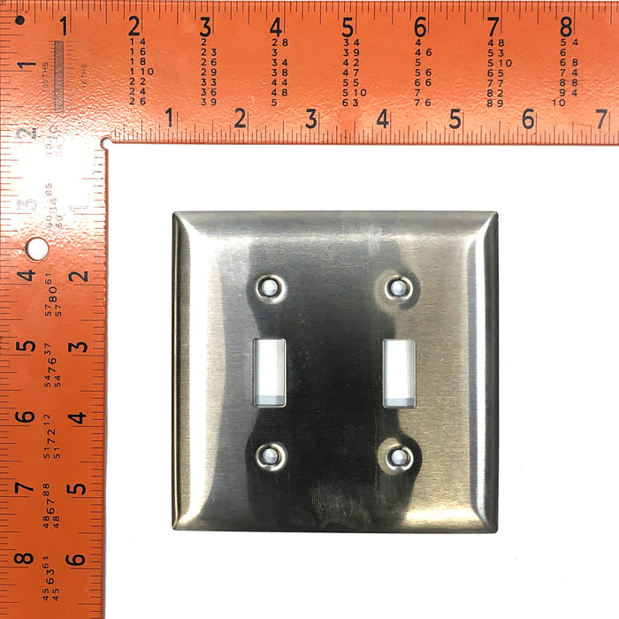 Hubbell Two Gang Two Switch Type 302/304 Stainless Steel Wall Plate 10ct SS2 NOS