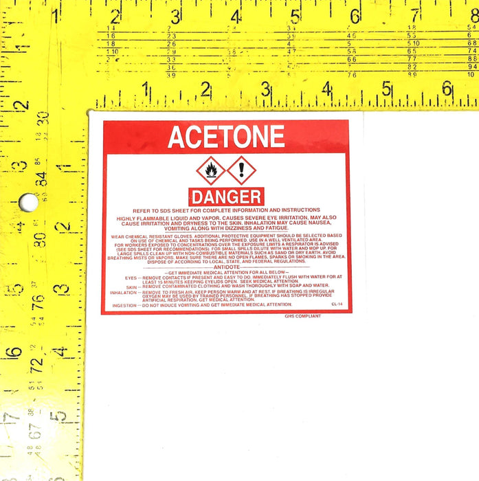 McMaster-Carr 5 Pack Acetone Hazardous Label Sticker 1297T11 NOS