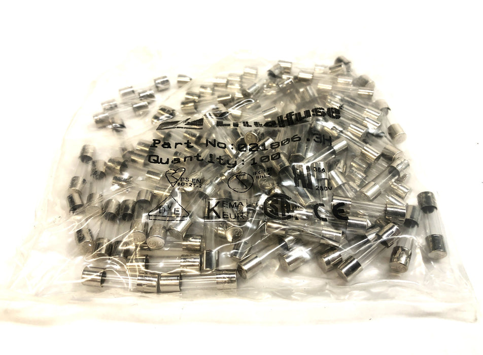 Littelfuse T6.3A 250V 20MM Cylinder Glass Cartridge Fuse 021806.3H (21806.3) NOS