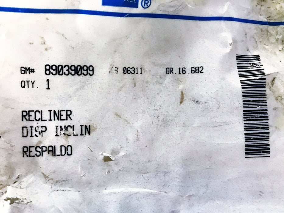 GM OEM Passenger's Seat Recliner Assembly 89039099 NOS