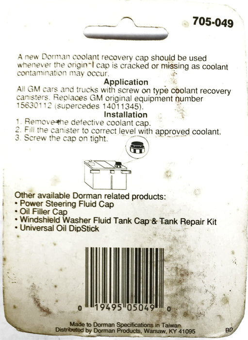 Dorman Replace-it Engine Coolant Cap 705-049 NOS