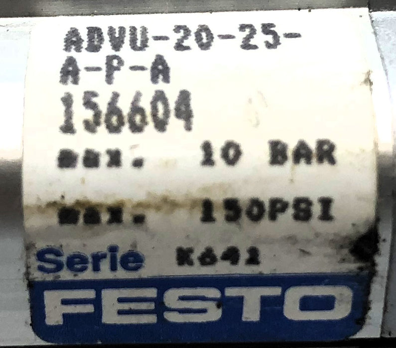 Festo 10 Bar / 150 PSI Pmax Pneumatic Cylinder ADVU-20-25-A-P-A (156604) NOS