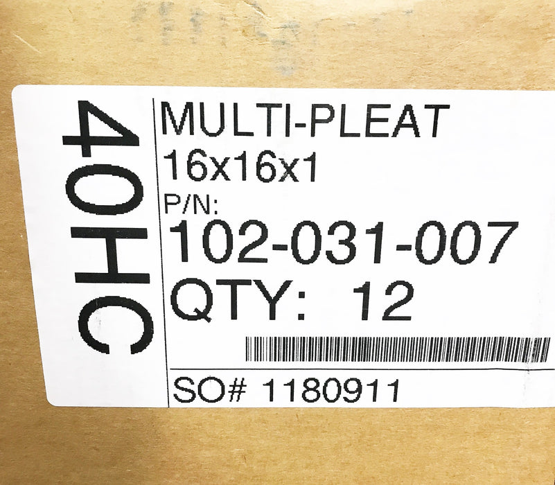 Koch 16x16x1 Air Filter Panel 102-031-007 [Lot of 3] NOS
