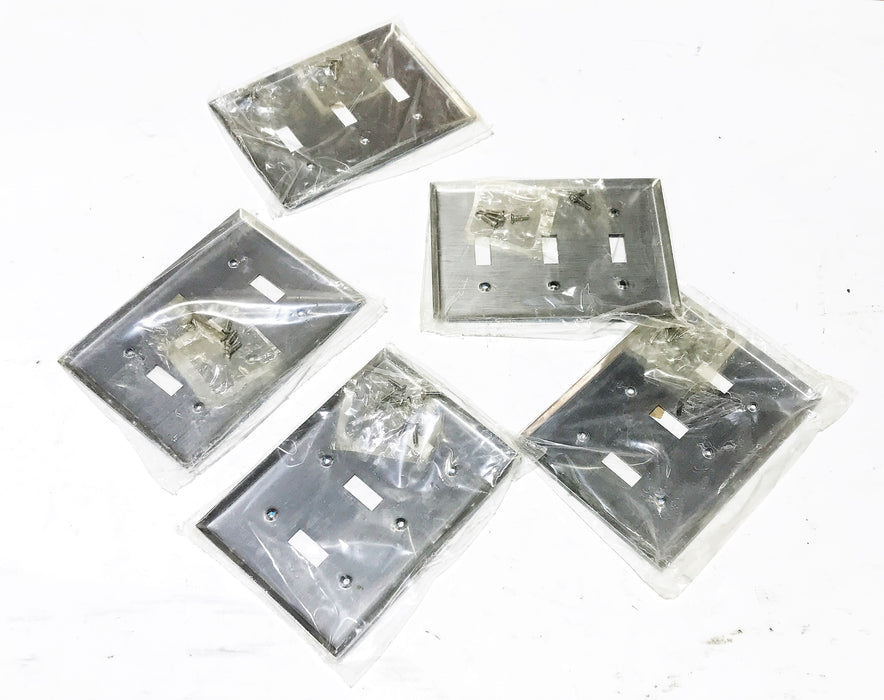 Leviton 3-Gang Toggle Switch Plate Cover 003-84011 [Lot of 5] NOS