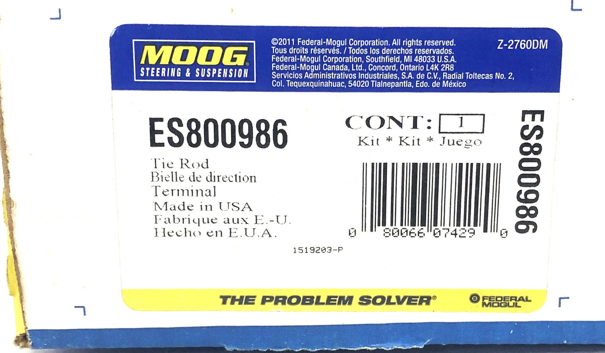 Moog Tie Rod End Kit ES800986 NOS