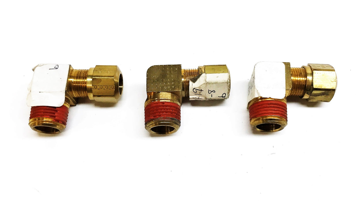 Eaton 1/2" Tube Male x 1/2" Thread Male Brass Compression Elbow [Lot of 3] NOS