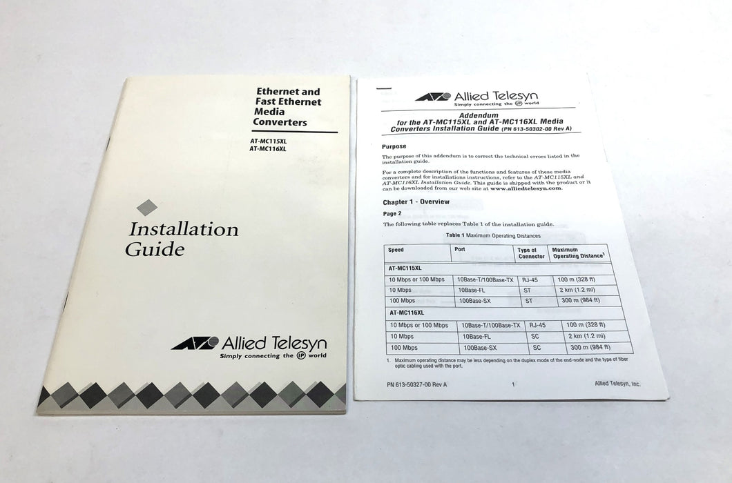 Allied Telesyn Auto-Negotiation Media Converter AT-MC116XL (990-01749-10) NOS