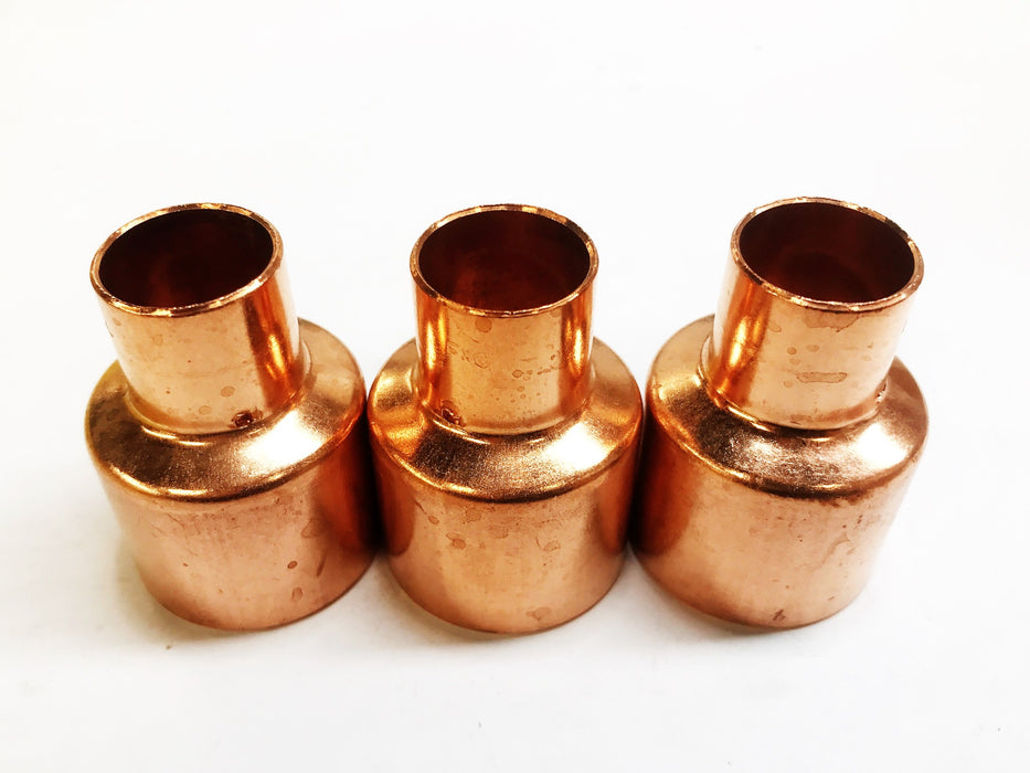 Nibco Approx .874" ID x 1.488" ID  Copper Reducing Coupling 600-2 [Lot of 3] NOS