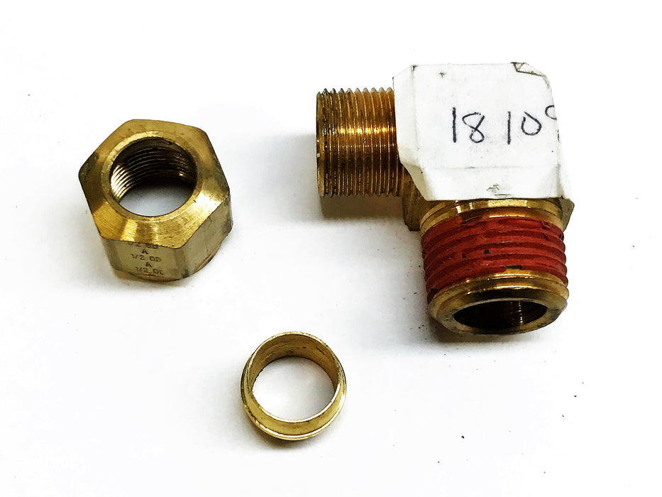 Eaton 1/2" Tube Male x 1/2" Thread Male Brass Compression Elbow [Lot of 3] NOS