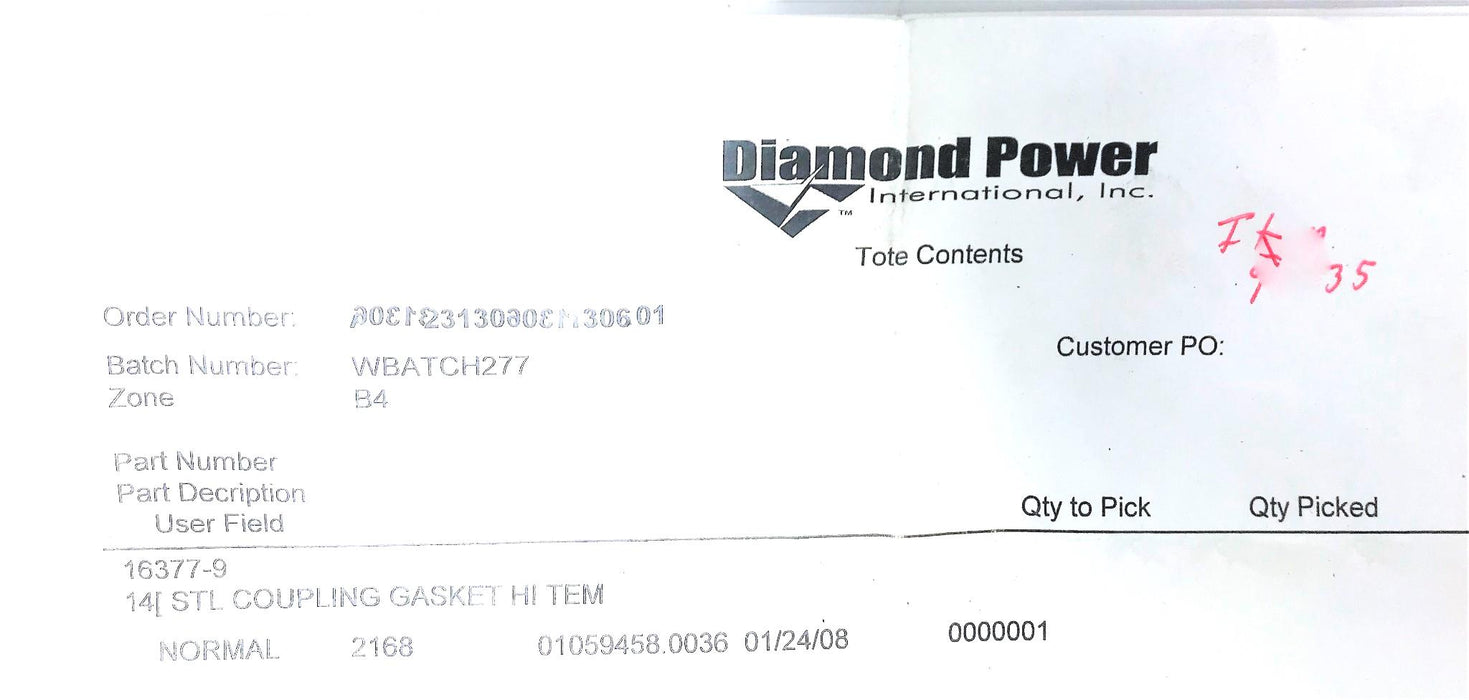 DIAMOND POWER 14" GRAPHITE PACKING RING 16377-9 NOS