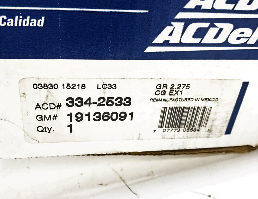 ACDelco Re-Manufactured Alternator 334-2533 (19136091) NOS