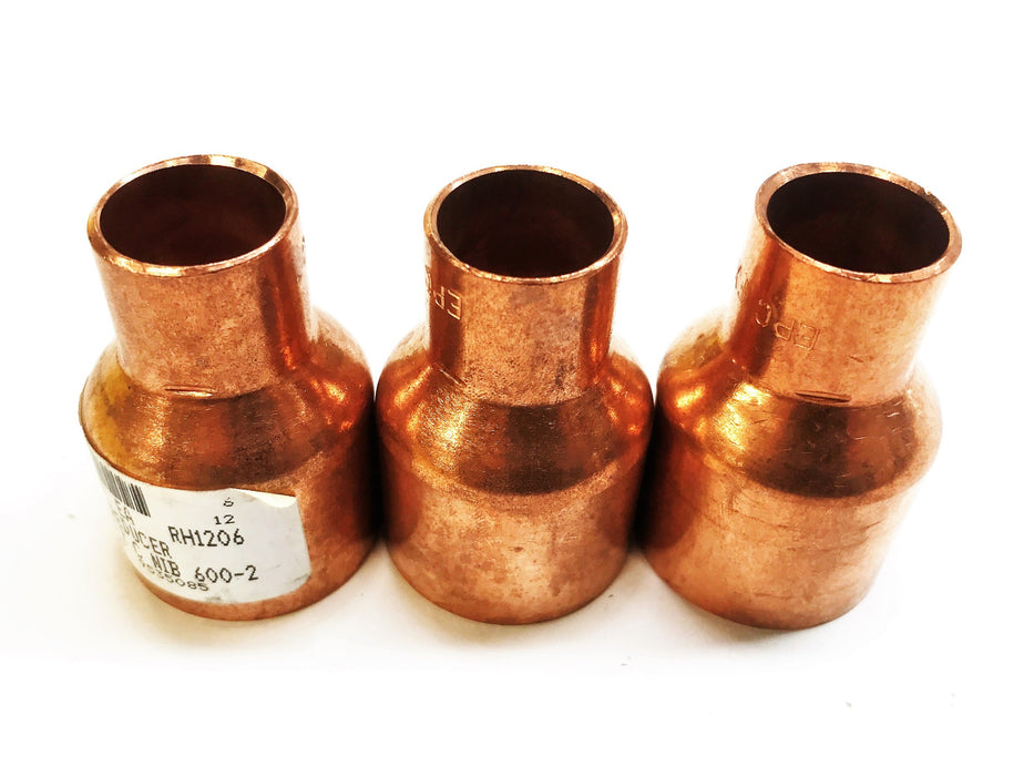 Familian 1-1/2" x 3/4" Copper Reducing Coupling 1-670-38-6849 [Lot of 3] NOS
