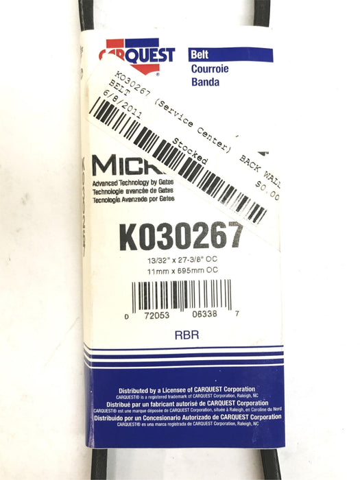 Car Quest/Gates 13/32" x 27-3/8" Micro-V Drive Belt K030267 [Lot of 2] NOS