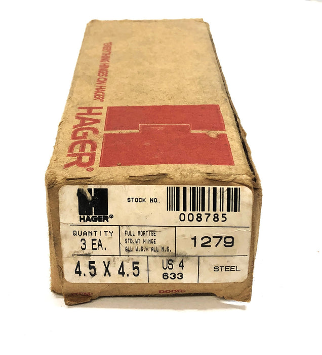 Hager 4.5"X4.5" Full Mortise Hinges with Hardware (3ct Box) 1279 [Lot of 2] NOS