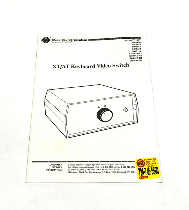 Black Box XT/AT Keyboard Video Switch SW941A-R2 NOS