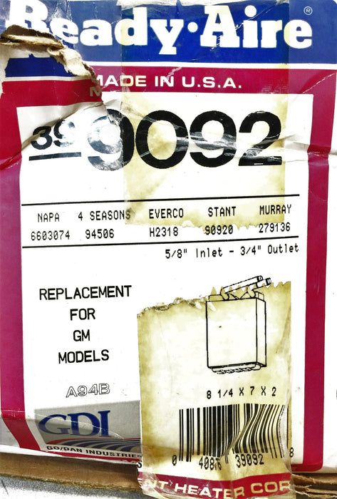 Ready-Aire Heater Core 9092 (3037852) NOS