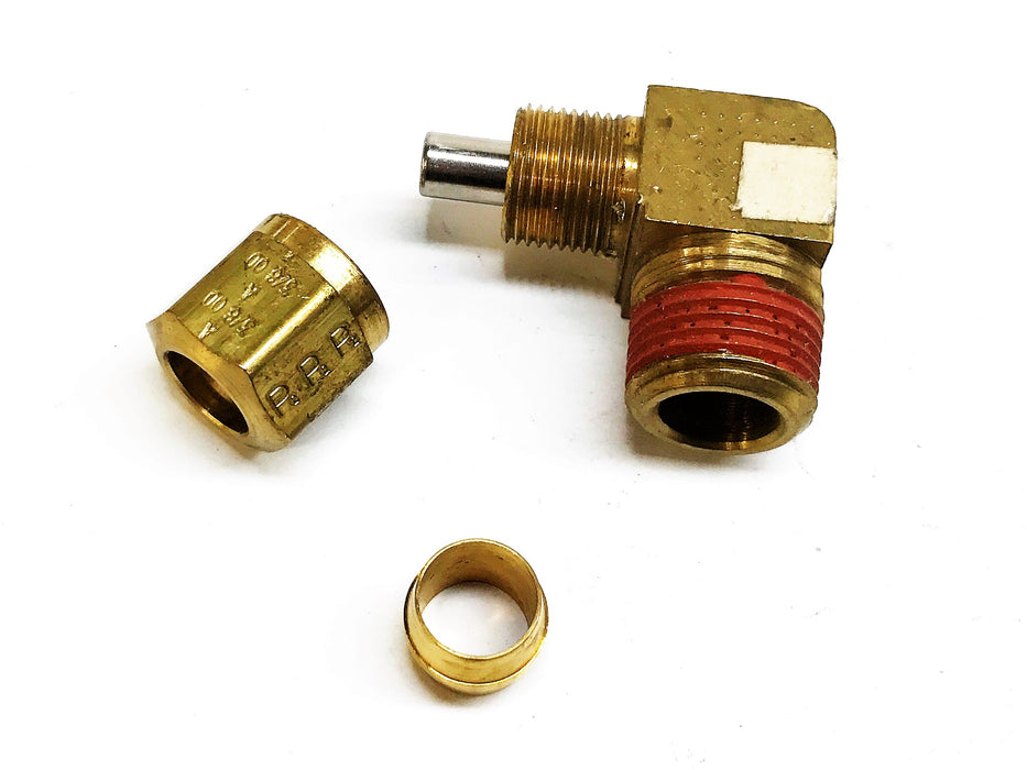 Parker 3/8" Tube Male x 1/2" Thread Male Brass Compression Elbow [Lot of 4] NOS