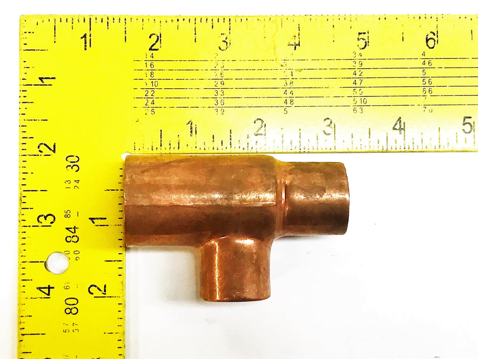 Unbranded 1-1/8 x 7/8" x 7/8" Copper Reducing Tee Coupling [Lot of 3] NOS