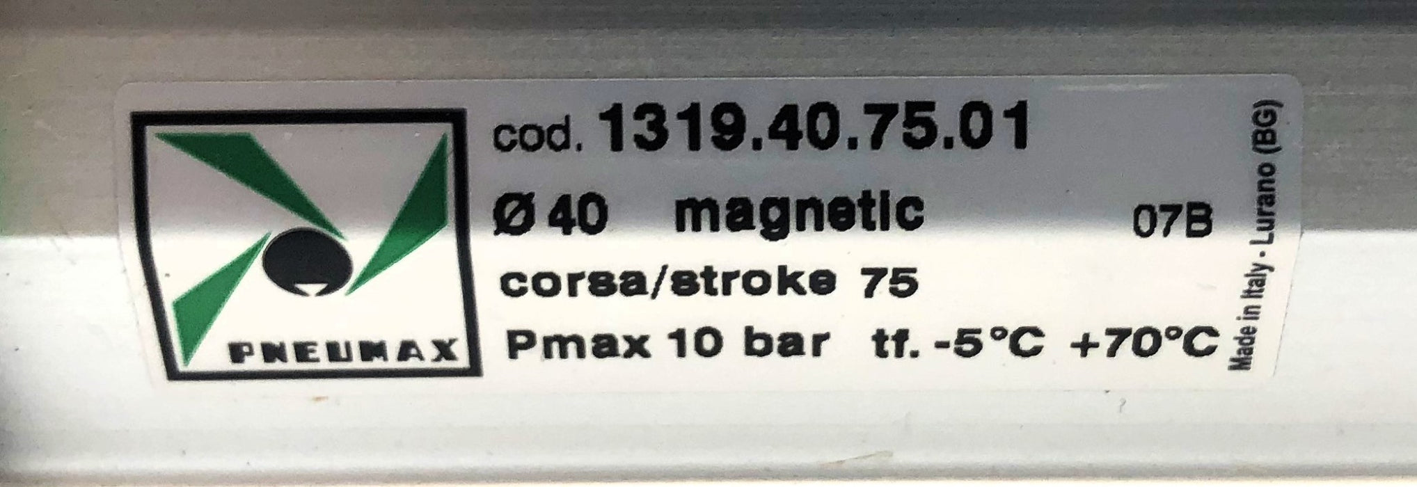 Pneumax 75 Stroke 10 Bar Pmax Magnetic Pneumatic Cylinder 1319.40.75.01 NOS