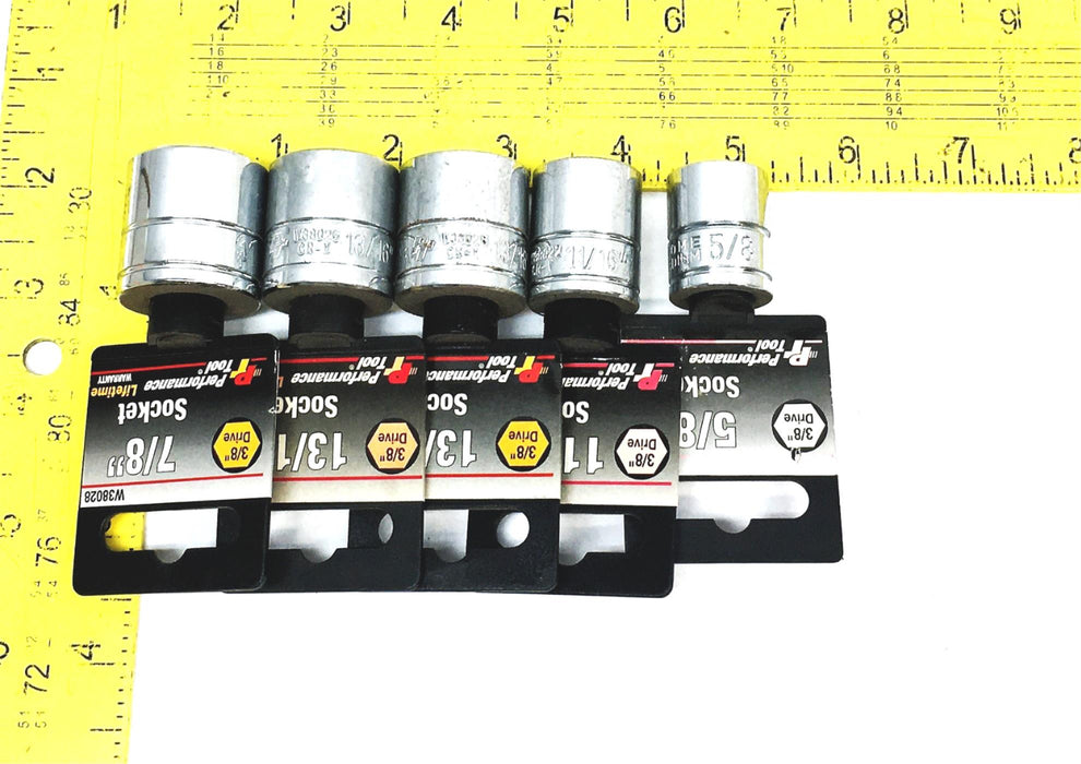 Performance Tools 5 Piece 3/8IN Drive Socket Set W38020 W38022 W38026 W38028 NOS