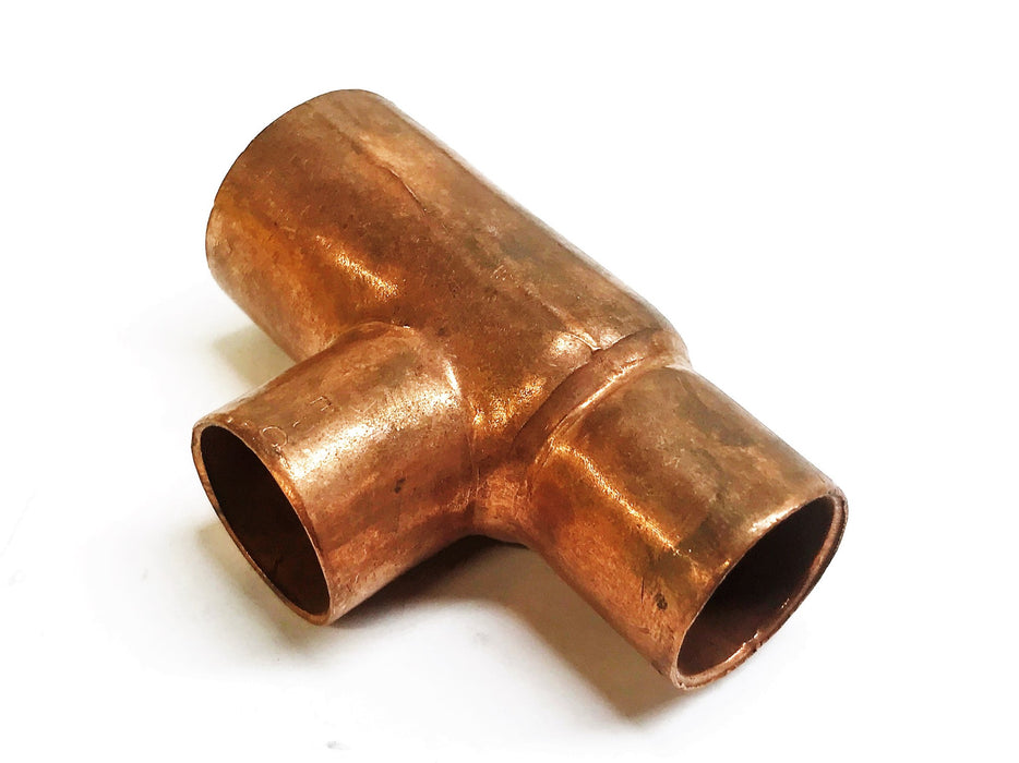 Unbranded 1-1/8 x 7/8" x 7/8" Copper Reducing Tee Coupling [Lot of 3] NOS
