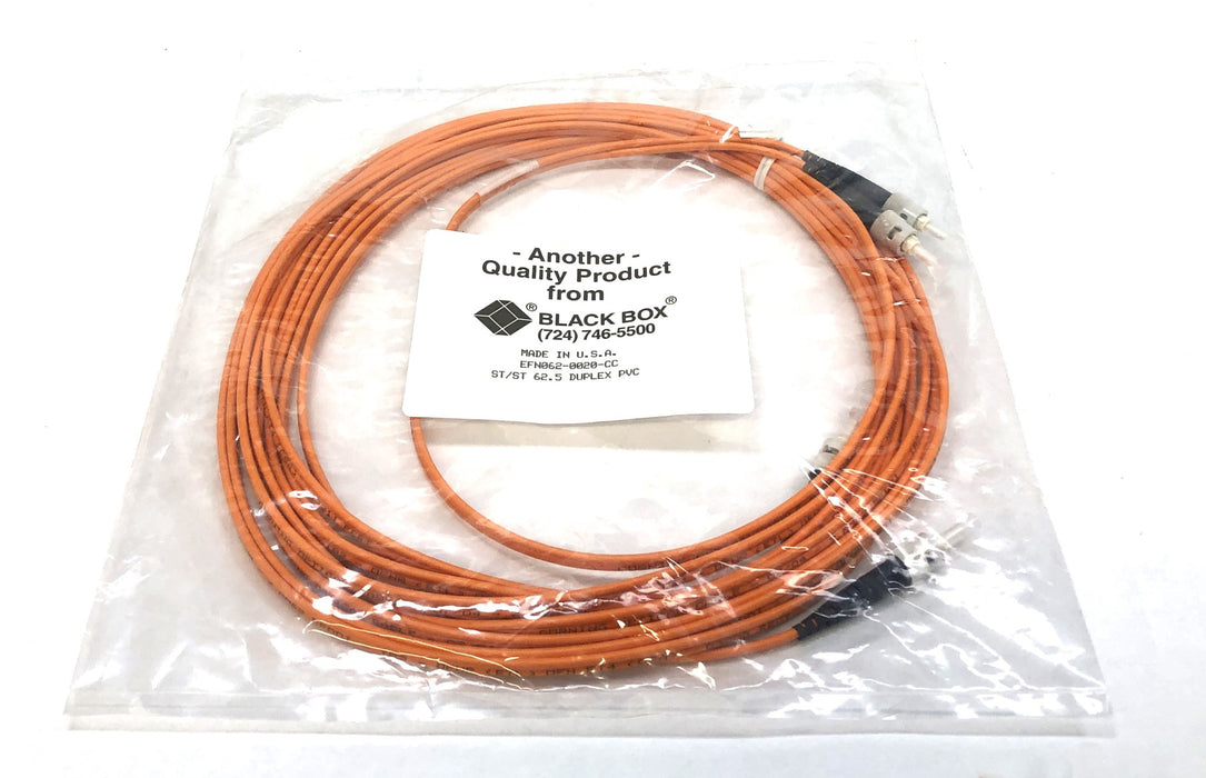 Black Box 20' ST/ST 62.5 Duplex PVC Fiber Optic Cable EFN062-0020-CC NOS