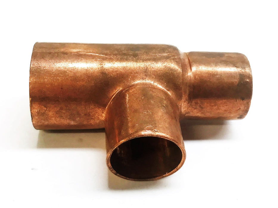Unbranded 1-1/8 x 7/8" x 7/8" Copper Reducing Tee Coupling [Lot of 3] NOS