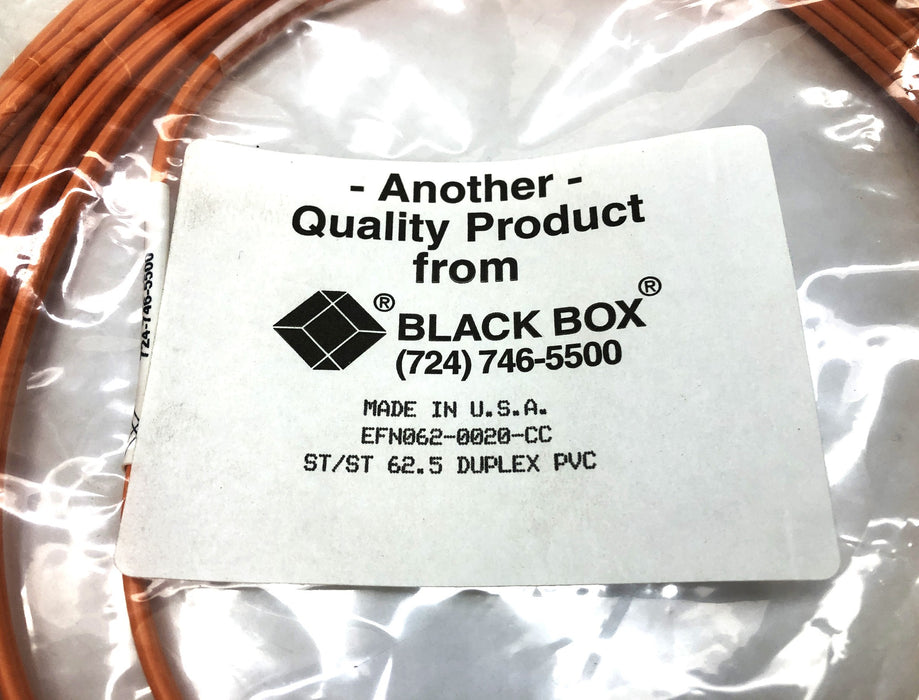 Black Box 20' ST/ST 62.5 Duplex PVC Fiber Optic Cable EFN062-0020-CC NOS