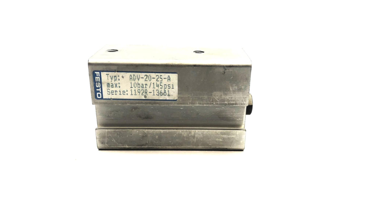 Festo 10 Bar / 145 PSI Pmax Compact Pneumatic Cylinder ADV-20-25-A USED