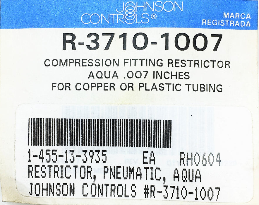 Johnson Controls Compression Fitting R-3710-1007 [Lot of 2] NOS